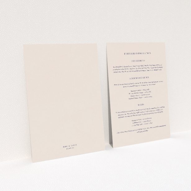 Lavender Hill Classic information insert card - timeless tradition meets contemporary elegance wedding stationery. This image shows the front and back sides together