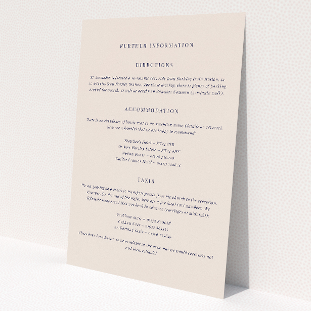 Lavender Hill Classic information insert card - timeless tradition meets contemporary elegance wedding stationery. This is a view of the front