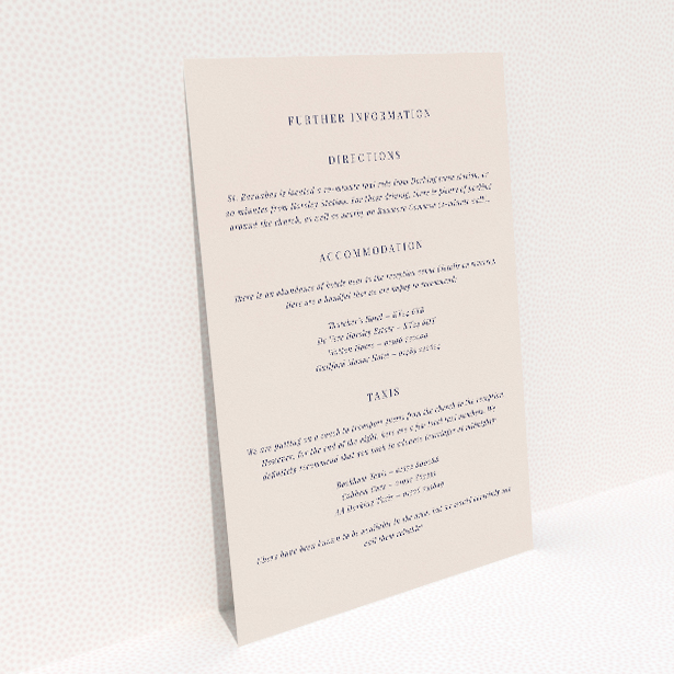 Lavender Hill Classic information insert card - timeless tradition meets contemporary elegance wedding stationery. This image shows the front and back sides together