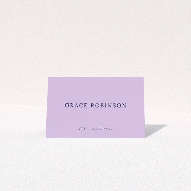 Lavender Hill Classic Place Cards - Elegant Traditional Wedding Place Card Template. This is a view of the front
