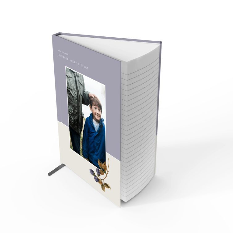 Customisable portrait notebook design with a photo on the cover, created by Utterly Printable for personalised stationery needs.