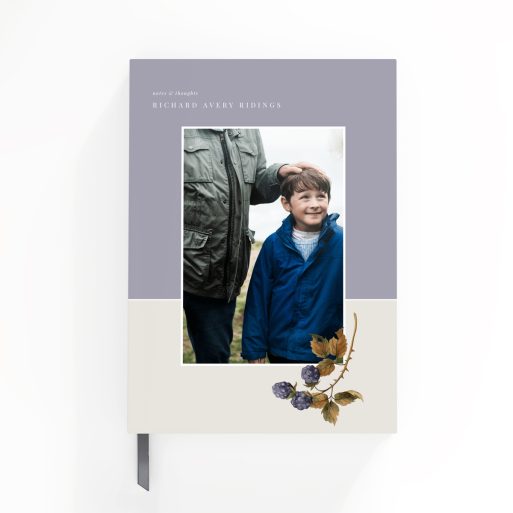 Customisable portrait notebook design with a photo on the cover, created by Utterly Printable for personalised stationery needs.