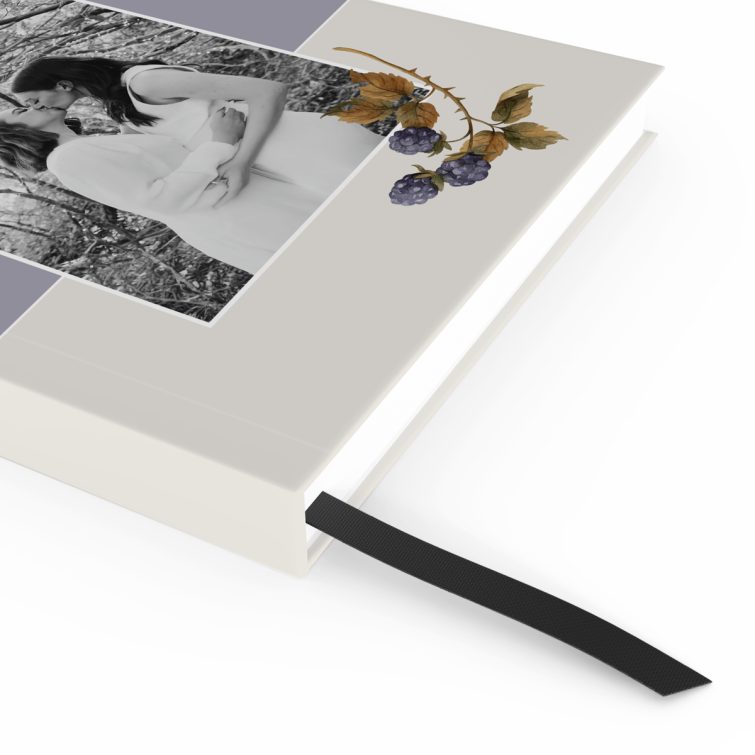 Elegant personalised notebook design with one photo and floral accents for Utterly Printable.