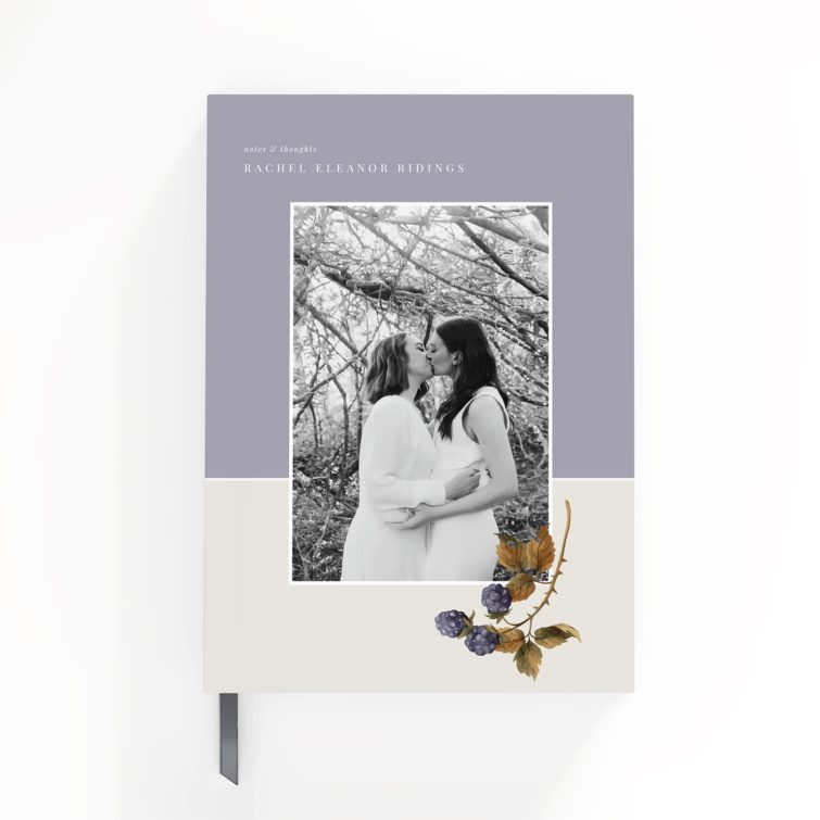 Elegant personalised notebook design with one photo and floral accents for Utterly Printable.