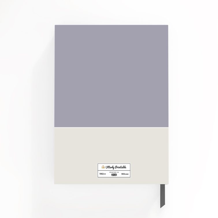 Portrait notebook design with a grey and cream colour scheme, featuring one photo on the cover.