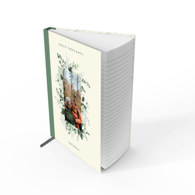 Floral design notebooks with one photo on front cover by Utterly Printable.