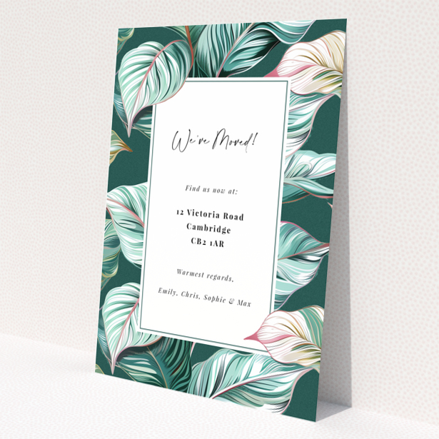 Floral change of address card design with one photo.