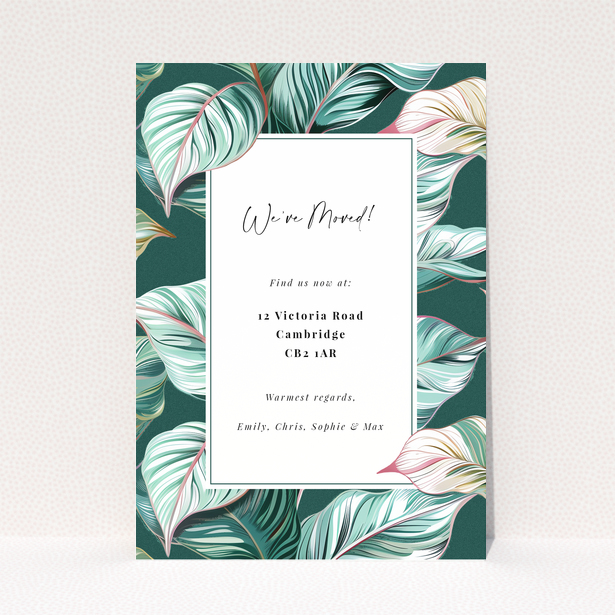 Floral change of address card design with one photo.