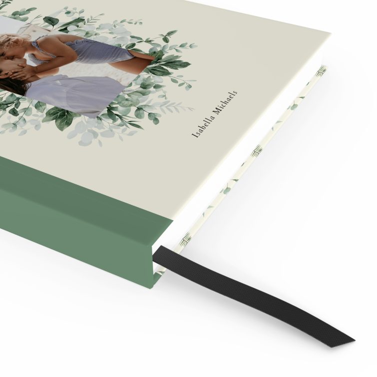 Personalised floral notebook design with a single photo placeholder on the cover, by Utterly Printable.