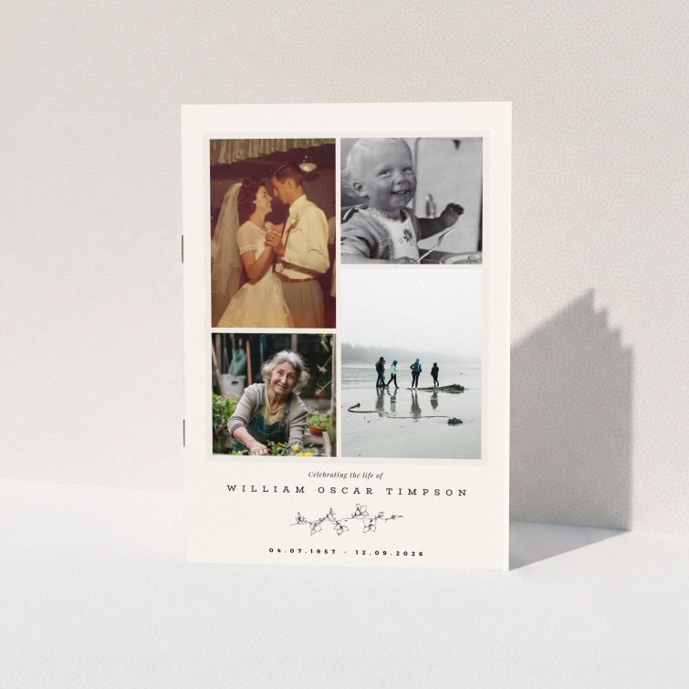 Funeral order of service programme design with four photos for a personalised and memorable tribute.