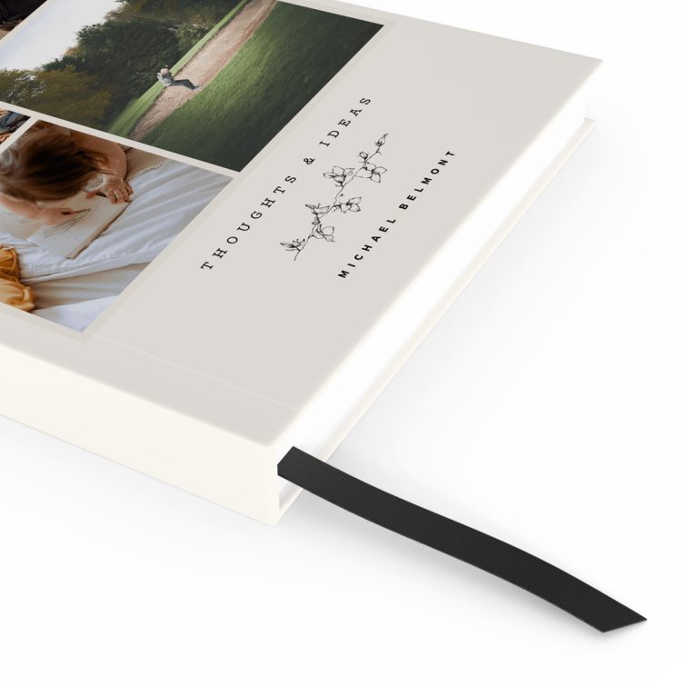 Personalised notebooks design with four photo placeholders on the cover, ideal for custom gifts.