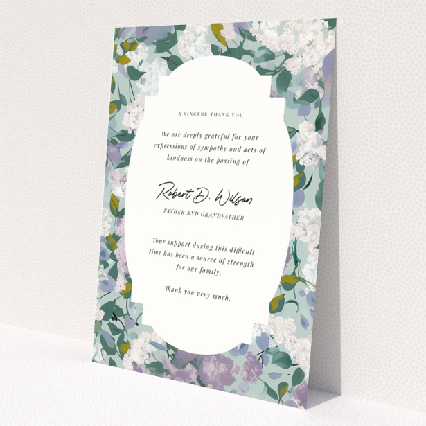 Floral funeral thank you card design with no photos.