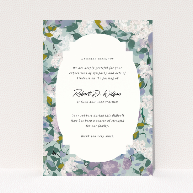 Floral funeral thank you card design with no photos.