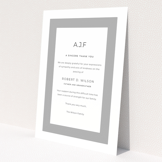 Funeral thank you card with elegant design and no photos