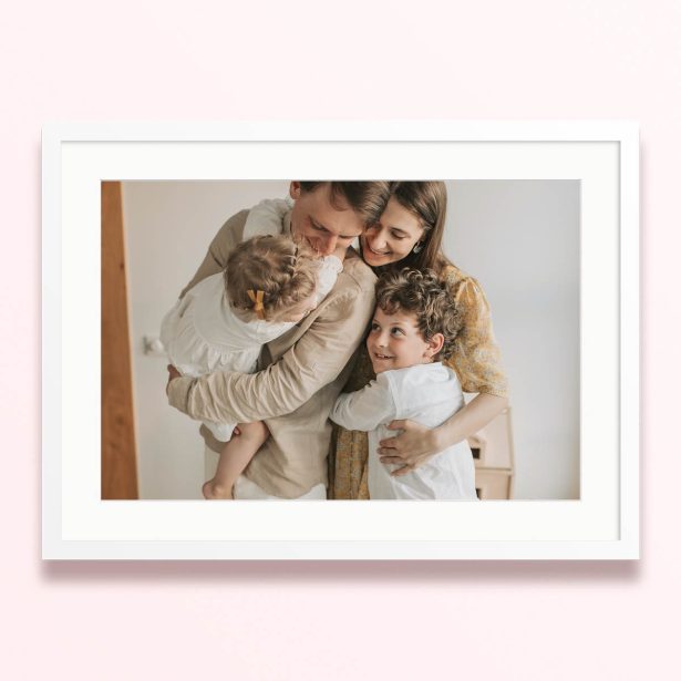 Framed and mounted photo print featuring one family photo.