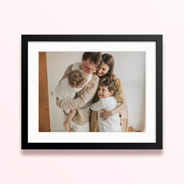 Framed and mounted photo print featuring one family photo.