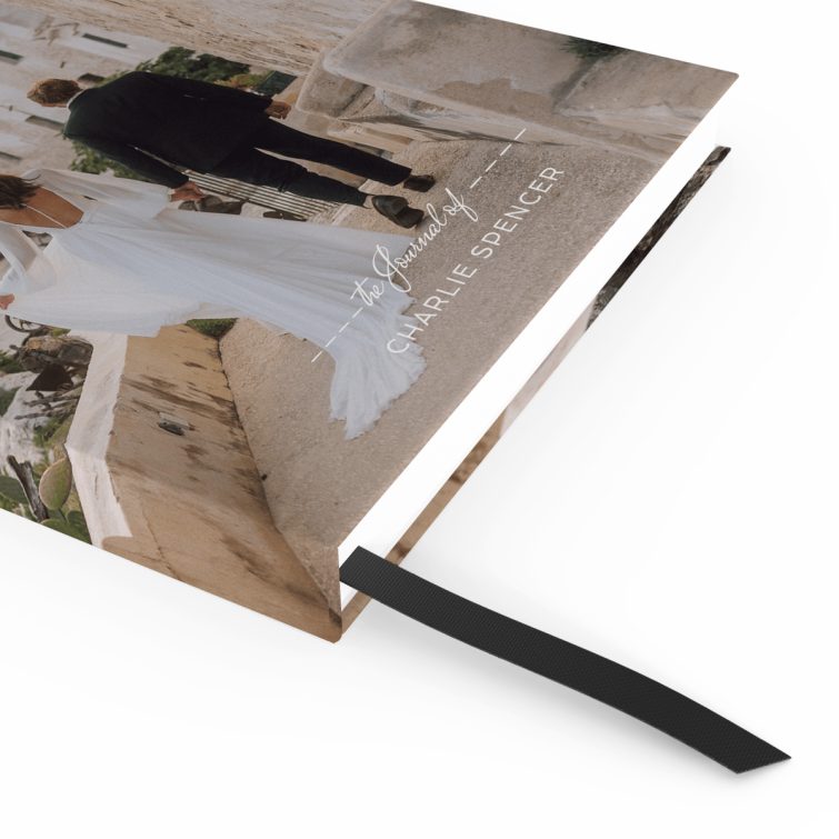 Portrait orientation wedding notebooks design with one photo on the full cover spread.