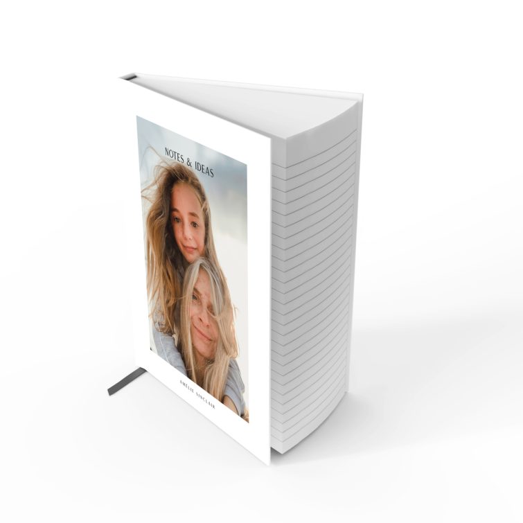 Personalised portrait notebook design with one photo on the front cover by Utterly Printable.