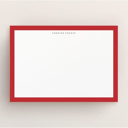 Custom Writing Stationery Design for Men - "Big red" A men custom writing stationery called "Big red". It is an A5 card in a landscape orientation. "Big red" is available as a flat card, with tones of red and white.