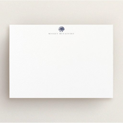 Custom Writing Stationery Design for Men - "Found on the shore" A men custom writing stationery design named "Found on the shore". It is an A5 card in a landscape orientation. "Found on the shore" is available as a flat card, with tones of white and blue.