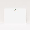 A men personalised note card design titled "A branch of berries". It is an A5 card in a landscape orientation. "A branch of berries" is available as a flat card, with tones of white and green.