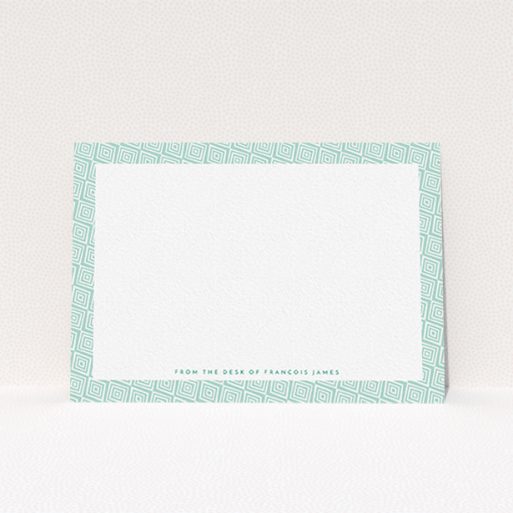 A men personalised note card named "African classic". It is an A6 card in a landscape orientation. "African classic" is available as a flat card, with tones of green and white.