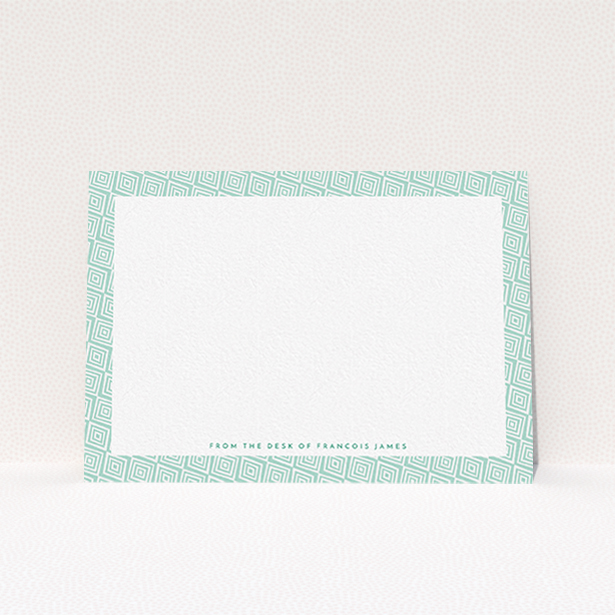 A men personalised note card named "African classic". It is an A6 card in a landscape orientation. "African classic" is available as a flat card, with tones of green and white.