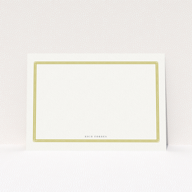 A men personalised note card template titled "All the circle is gold". It is an A5 card in a landscape orientation. "All the circle is gold" is available as a flat card, with tones of gold and white.
