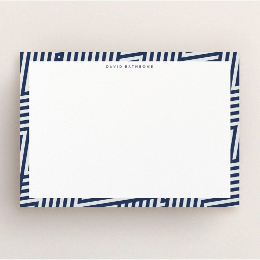Personalised Note Card Design for Men - "All the lines" A men personalised note card design named "All the lines". It is an A5 card in a landscape orientation. "All the lines" is available as a flat card, with tones of blue and white.