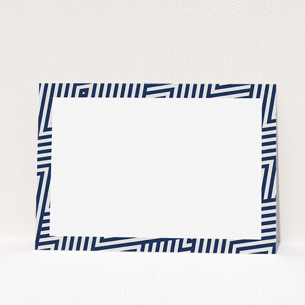 A men personalised note card design named "All the lines". It is an A5 card in a landscape orientation. "All the lines" is available as a flat card, with tones of blue and white.