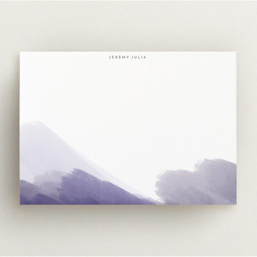 Personalised Note Card Design for Men - "Blue smudge" A men personalised note card design called "Blue smudge". It is an A5 card in a landscape orientation. "Blue smudge" is available as a flat card, with tones of blue and white.