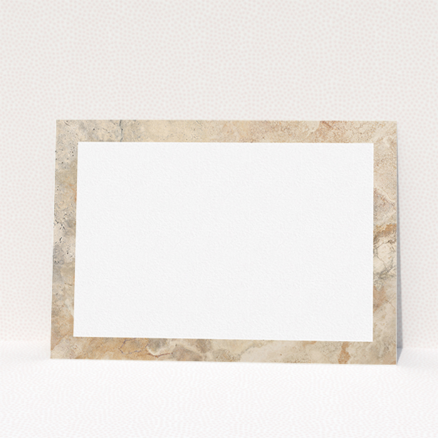 A men personalised note card named "Cream marble". It is an A5 card in a landscape orientation. "Cream marble" is available as a flat card, with tones of cream and faded orange.