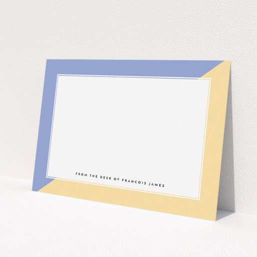 A men personalised note card called 'Half and Half'. It is an A5 card in a landscape orientation. 'Half and Half' is available as a flat card, with tones of blue/purple and faded yellow.