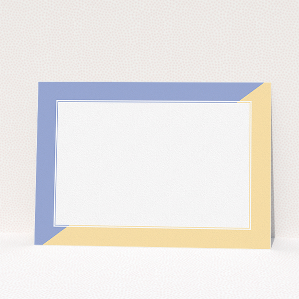 A men personalised note card called "Half and Half". It is an A5 card in a landscape orientation. "Half and Half" is available as a flat card, with tones of blue/purple and faded yellow.