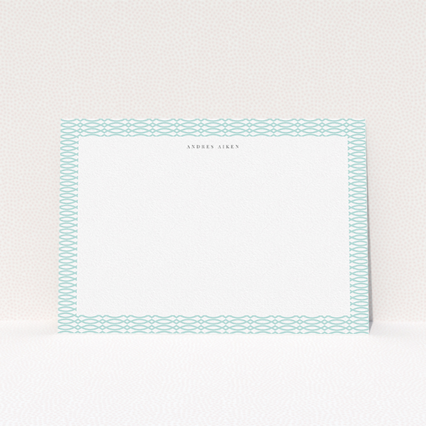 A men personalised note card template titled "Mint connected". It is an A5 card in a landscape orientation. "Mint connected" is available as a flat card, with tones of green and white.