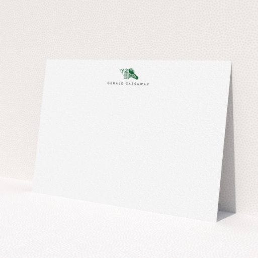 A men personalised note card named 'On the shore'. It is an A5 card in a landscape orientation. 'On the shore' is available as a flat card, with tones of white and green.