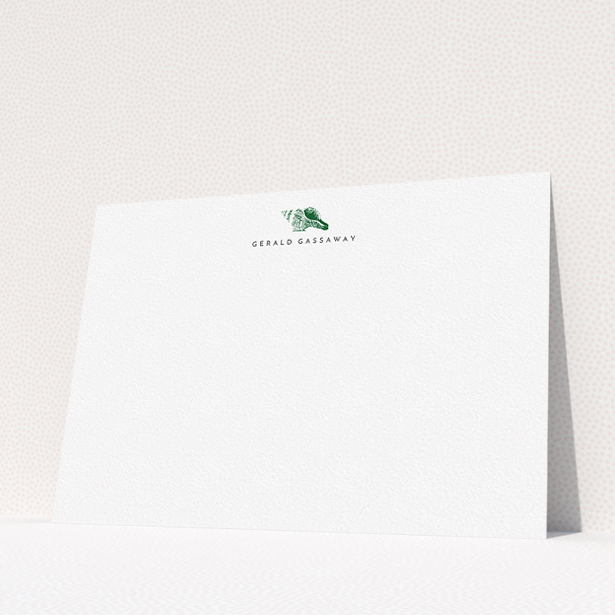 A men personalised note card named "On the shore". It is an A5 card in a landscape orientation. "On the shore" is available as a flat card, with tones of white and green.
