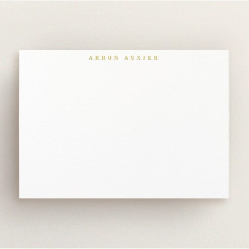 Personalised Note Card Design for Men - "On the top" A men personalised note card design called "On the top". It is an A5 card in a landscape orientation. "On the top" is available as a flat card, with tones of white and gold.