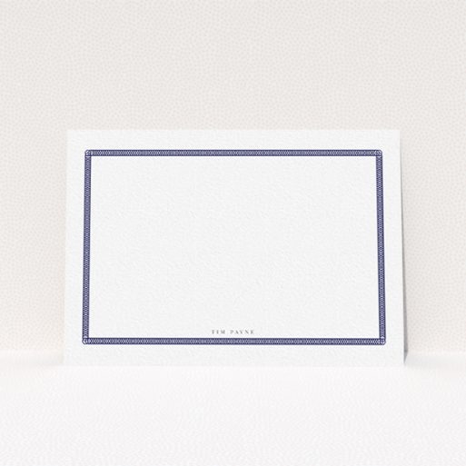 A men personalised note card named "Order circles". It is an A6 card in a landscape orientation. "Order circles" is available as a flat card, with tones of blue and white.