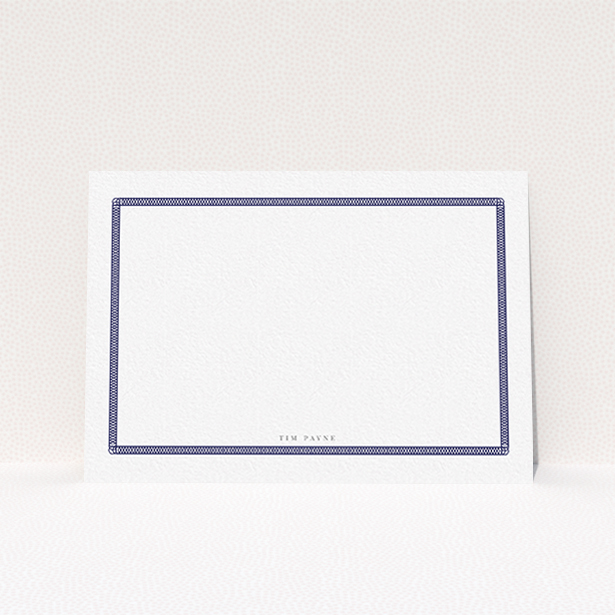 A men personalised note card named "Order circles". It is an A6 card in a landscape orientation. "Order circles" is available as a flat card, with tones of blue and white.