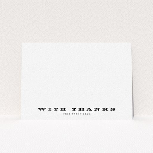 A men personalised note card called "Over written". It is an A6 card in a landscape orientation. "Over written" is available as a flat card, with mainly white colouring.