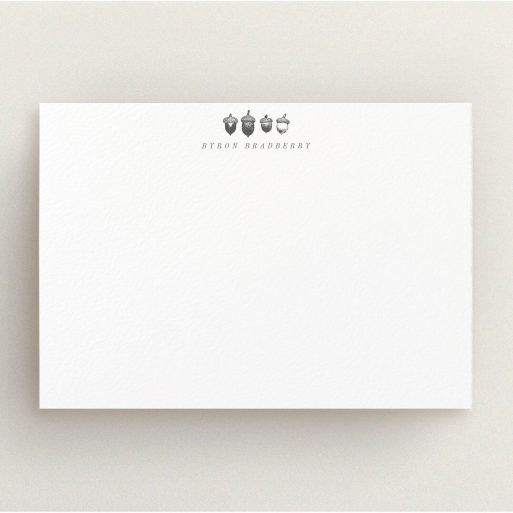 Personalised Note Card Design for Men - "Shortens doubt" A men personalised note card design titled "Shortens doubt". It is an A5 card in a landscape orientation. "Shortens doubt" is available as a flat card, with tones of white and black.
