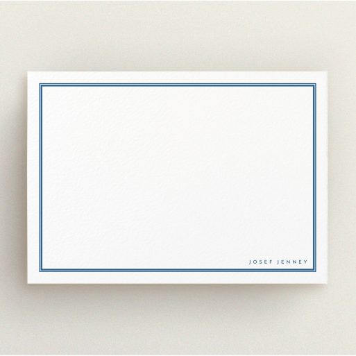 Personalised Note Card Design for Men - "Simple blue" A men personalised note card template titled "Simple blue". It is an A5 card in a landscape orientation. "Simple blue" is available as a flat card, with tones of blue and white.