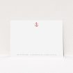 A men personalised note card named "Steamboat". It is an A5 card in a landscape orientation. "Steamboat" is available as a flat card, with tones of white and red.