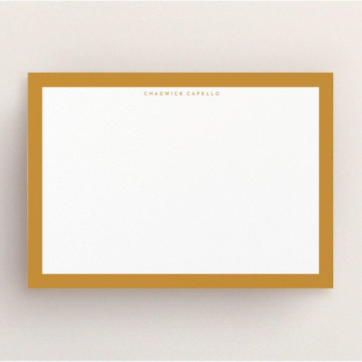 Personalised Note Card Design for Men - "Striking orange " A men personalised note card design named "Striking orange ". It is an A5 card in a landscape orientation. "Striking orange " is available as a flat card, with tones of orange and white.