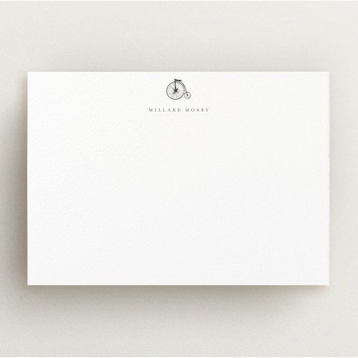 Personalised Note Card Design for Men - "Victorian Hoover" A men personalised note card called "Victorian Hoover". It is an A5 card in a landscape orientation. "Victorian Hoover" is available as a flat card, with tones of white and black.