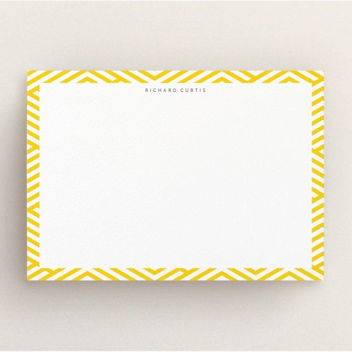 Personalised Note Card Design for Men - "Yellow maze" A men personalised note card design called "Yellow maze". It is an A5 card in a landscape orientation. "Yellow maze" is available as a flat card, with tones of yellow and white.