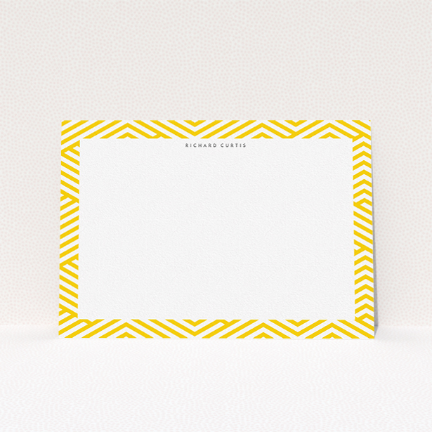 A men personalised note card design called "Yellow maze". It is an A5 card in a landscape orientation. "Yellow maze" is available as a flat card, with tones of yellow and white.