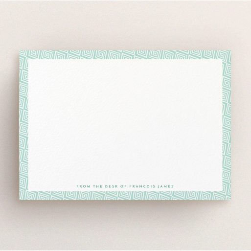 Correspondence Card Design for Men - "African classic" A mens correspondence card called "African classic". It is an A5 card in a landscape orientation. "African classic" is available as a flat card, with tones of green and white.