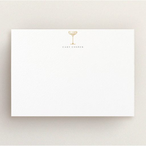 Correspondence Card Design for Men - "Deco Party" A mens correspondence card design called "Deco Party". It is an A5 card in a landscape orientation. "Deco Party" is available as a flat card, with tones of white and Dark orange.